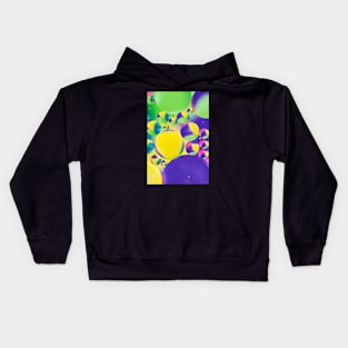 Colorful close up of oil drops in water Kids Hoodie